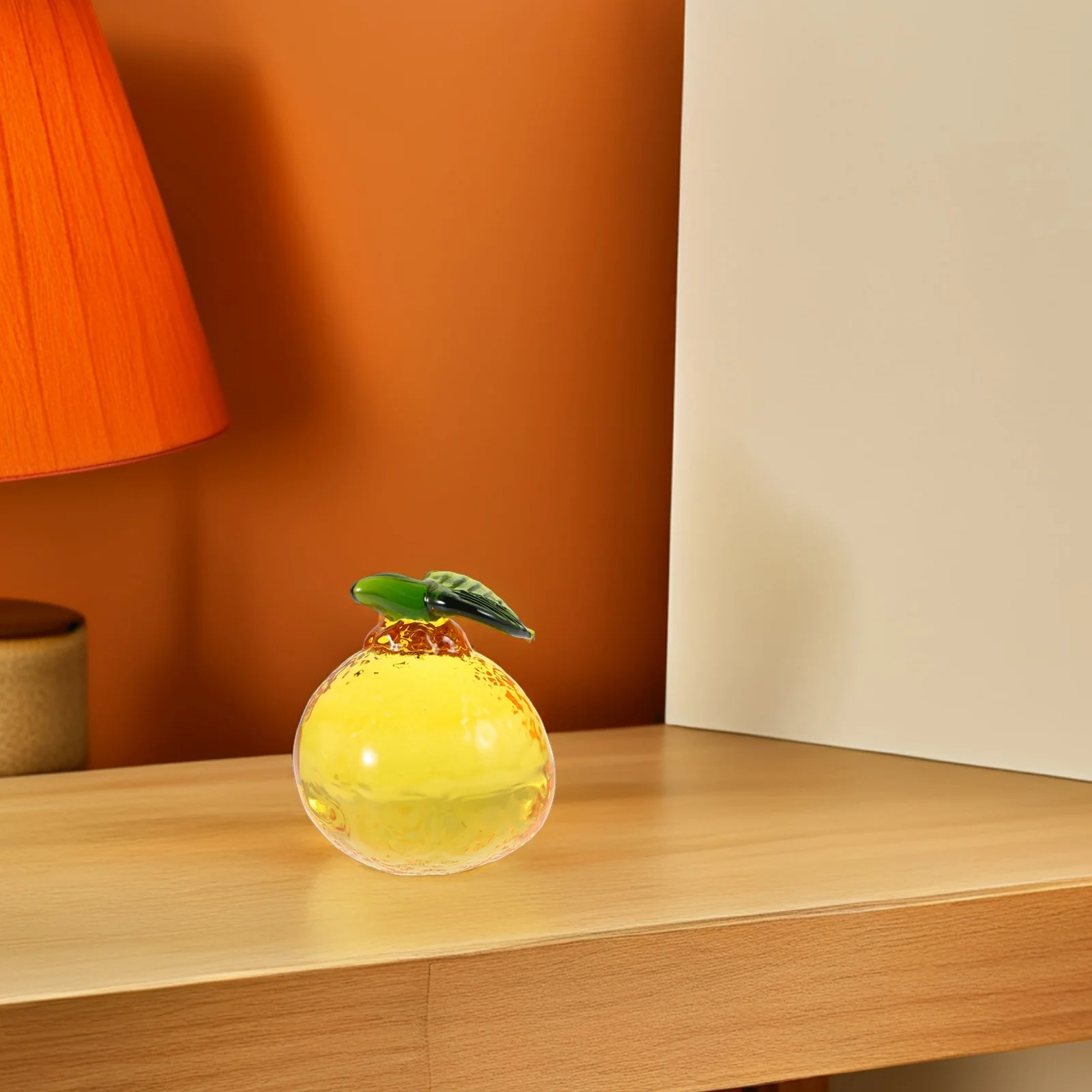 

Lifelike Glass Orange Decoration Crystal Fruit Ornament for Living Room Kitchen Desk Holiday Tabletop Decorative Piece