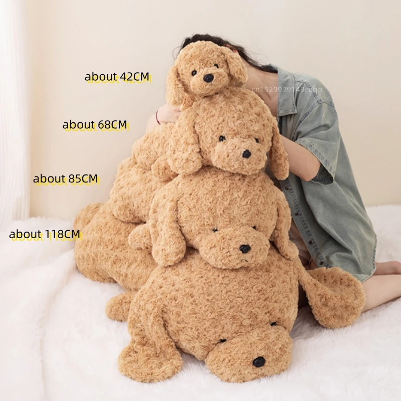 42 cm-118 cm Simulazione Enorme di Alta Qualità Morbido Teddy Dog Peluche Bambola Cuscino Marrone Bianco Lungo Peluche Animale Peluche Decorazione Della Casa