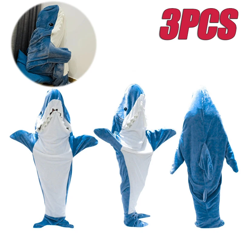 Cartoon Shark Sleeping Bag Pajamas Office Nap Wearable Loose Onesie Pajamas Kids Blanket Adult Blanket