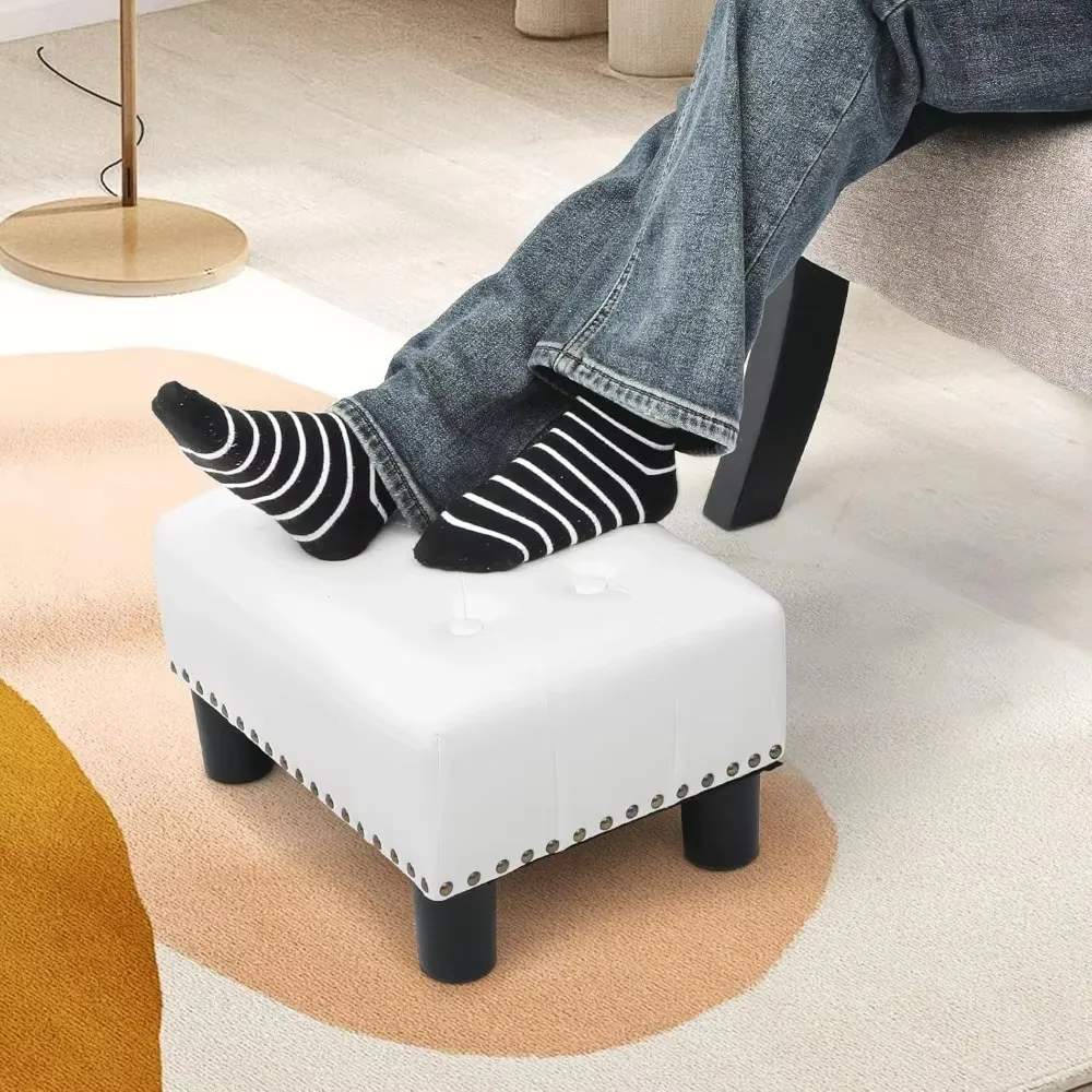 

Small footrest, leather upholstered footrest, modern small storage rectangle, sofa footrest mini footstool with legs