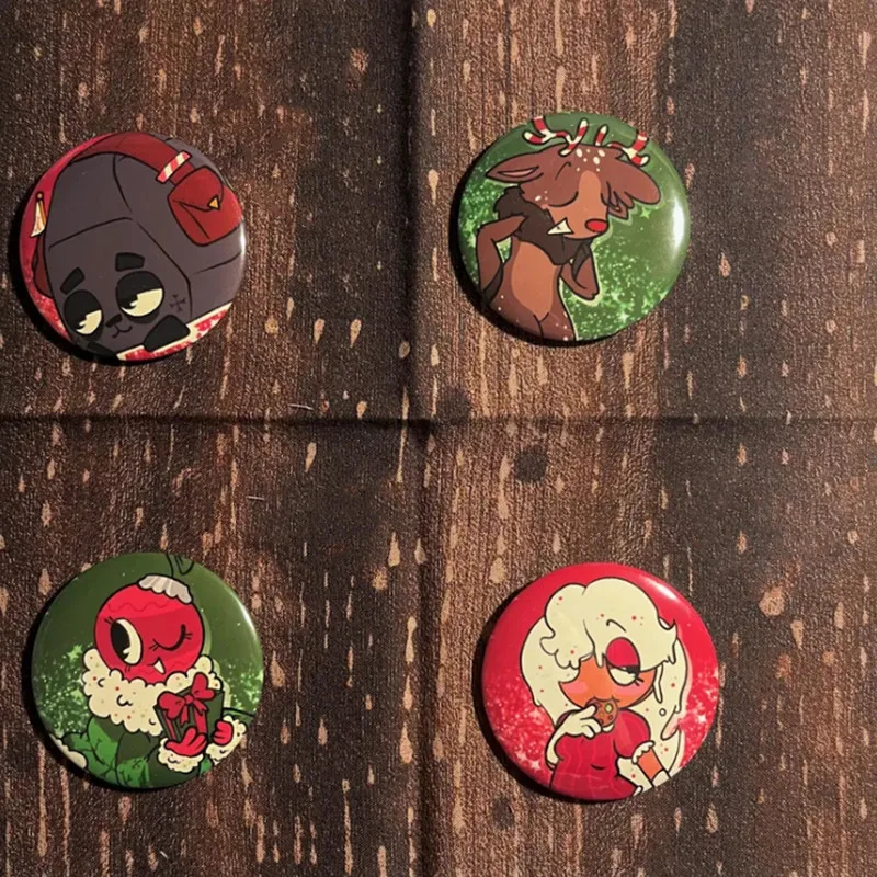 Dandy’s World Christmas Toons Pinback Buttons!  Kawaii cartoon game Character badge