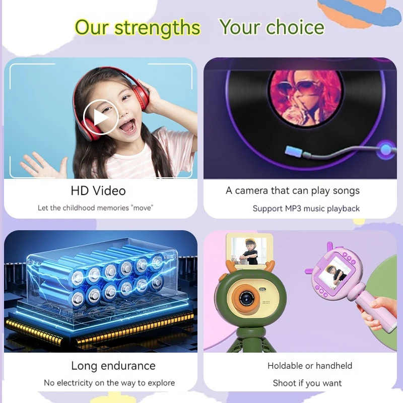 Cyfrowa Aparat Dziecięcy Zabawka Dla Dziewczynek Chłopców Niemowląt Dzieci Wideo Urodziny Prezent na Boże Narodzenie Prezent dla Malucha Nastolatka Prezenty na Zewnątrz Różowy Zielony