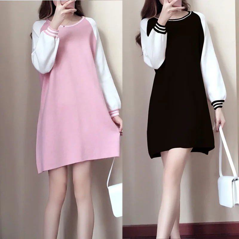 

Spring Summer Women Loose Solid Color A Line Dress Full Sleeves Casual Slim Fit Party Dress