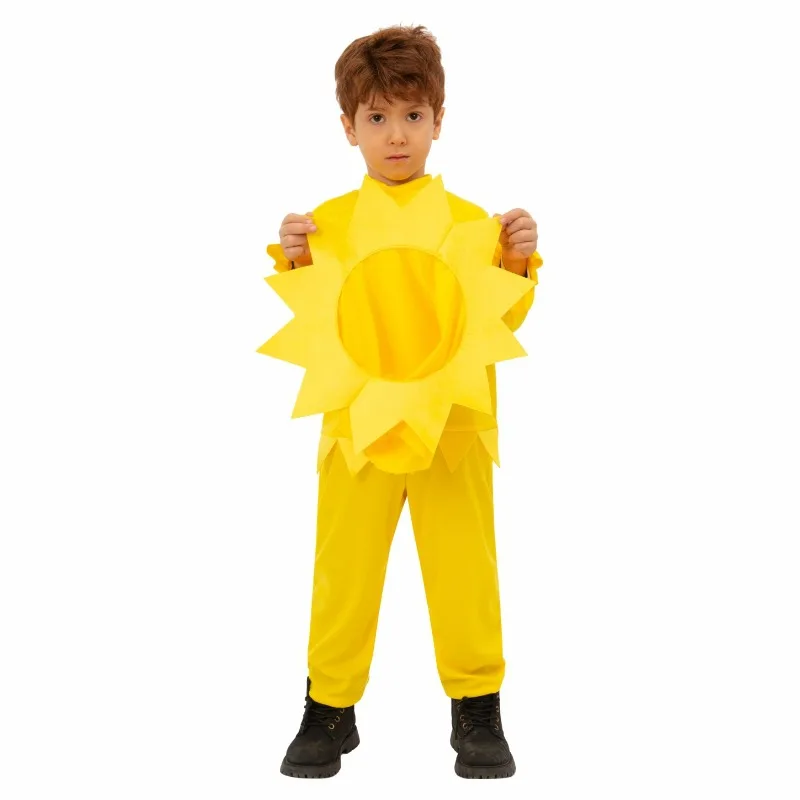 Children's Kids Stage Performance Plant Sunflower Costumes Halloween Party Kindergarten Cosplay Costume Jumpsuit Hat Boys Girls