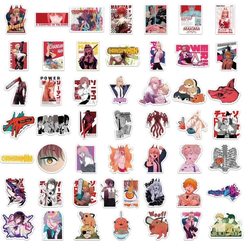 50pcs Anime Chainsaw Man Stickers Vinyl Waterproof for Laptop Phone Case Notebook Water Bottle DIY Stickers view 5