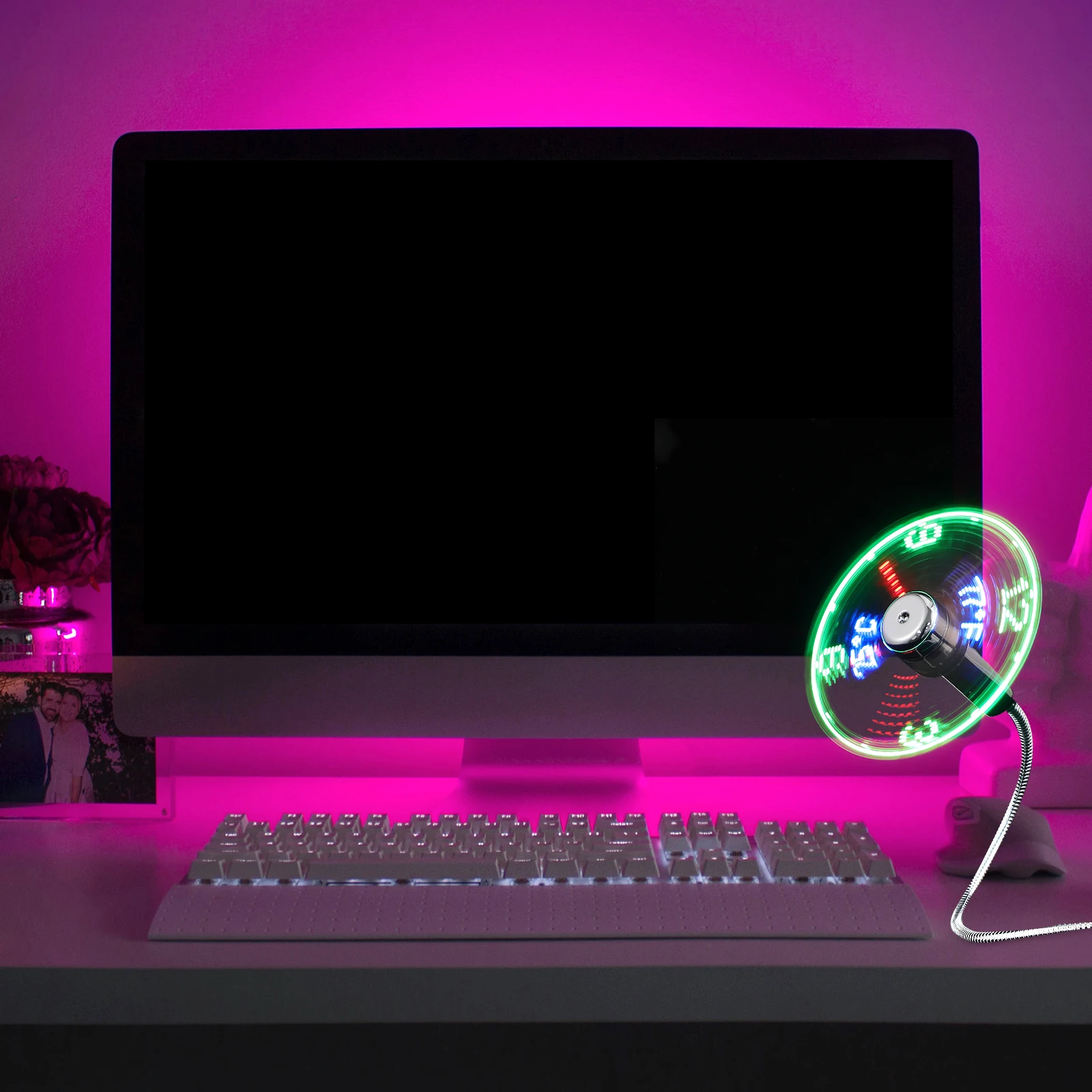 

Cooling Led Luminous Mini Usb Computer Portable Silver Aluminum Light Temperature Display Durable Pvc Gift Valentine Christmas