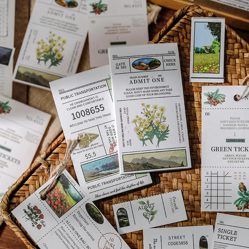 50pcs/pack Windsor's Past Note Book Inswind Retro Plant Creative Hand Ledger Student Daily Life Memo