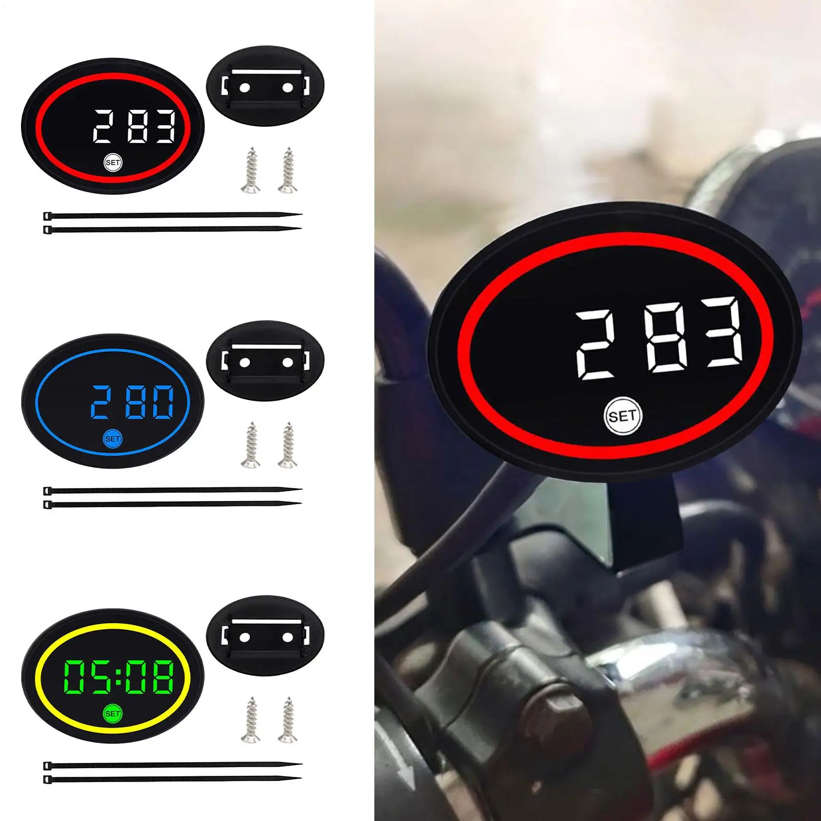 Motorbike Digital Clock LED Display Small Voltage Display Motorbike Digital Clock For Women Teens Cycling Enthusiasts Commuting
