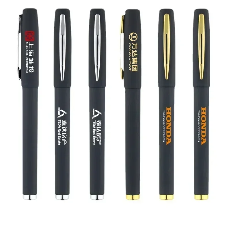 100 Pcs Free Custom Logo Gel Pen with Clip Business Advertise Signature Pen 0.5 Black Multi Function Pen