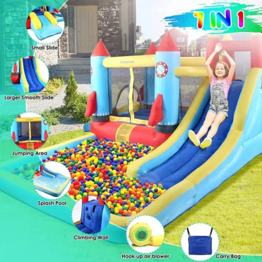 Casa inflável do salto para a casa inflável exterior interna de 146x132x82 polegadas com grande área saltando da piscina 2 água sli