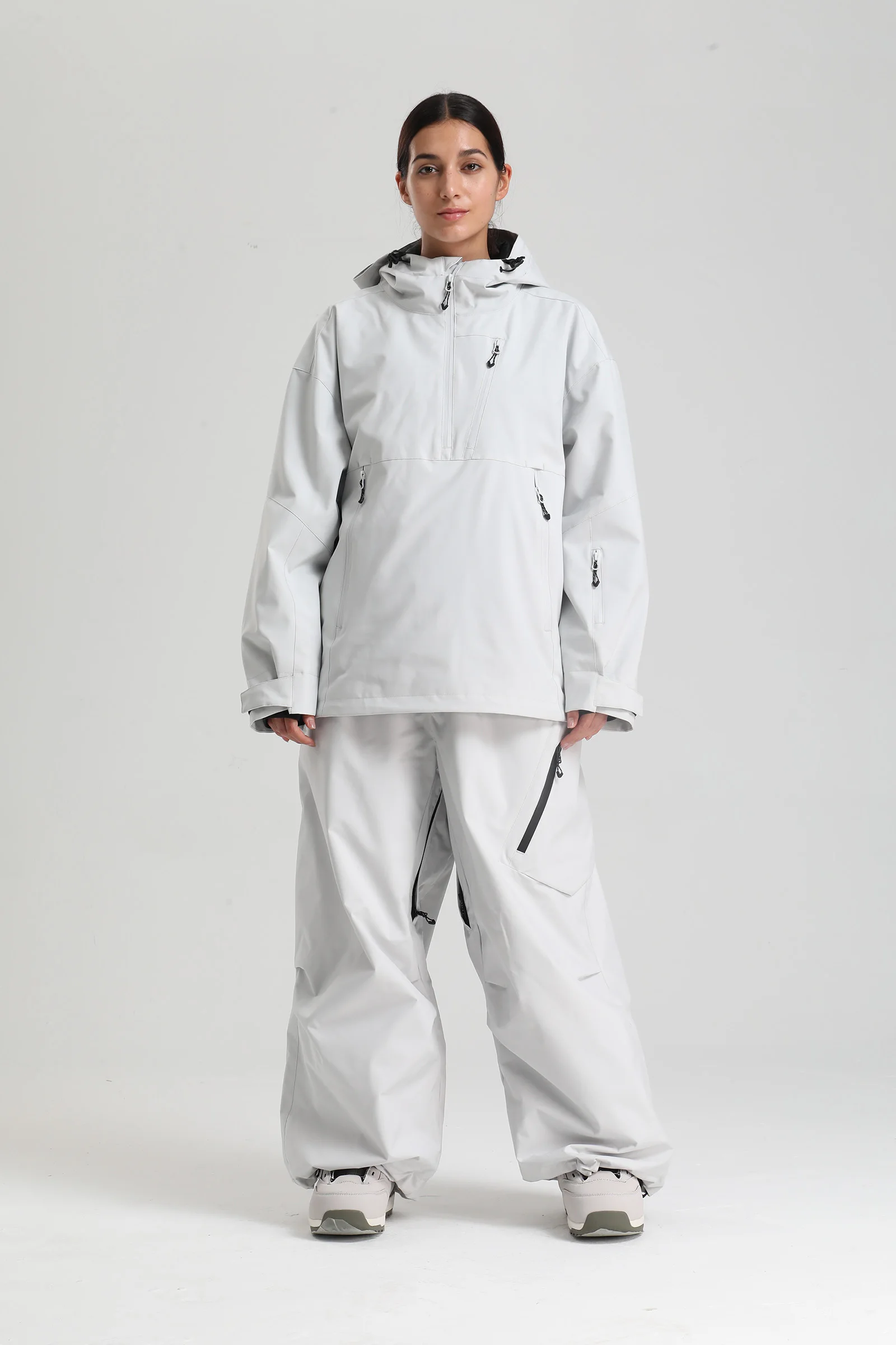 Gsou Snow-traje de esquí para mujer, chaqueta y pantalones profesionales de Snowboard, holgados, con capucha, resistente al viento, impermeable y transpirable, novedad