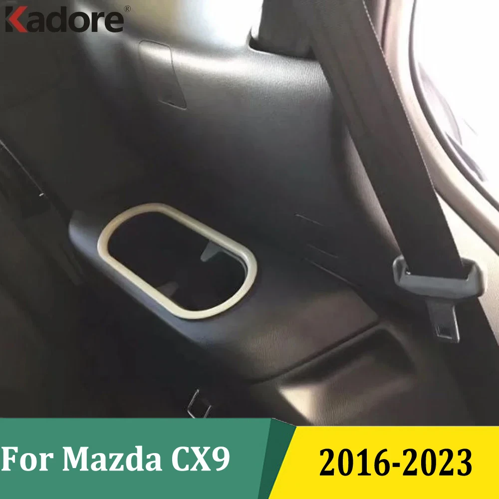 

For Mazda CX9 CX-9 2016-2021 2022 2023 Matte Rear Side Water Cup Holder Frame Cover Trim Sticker Car Accessories