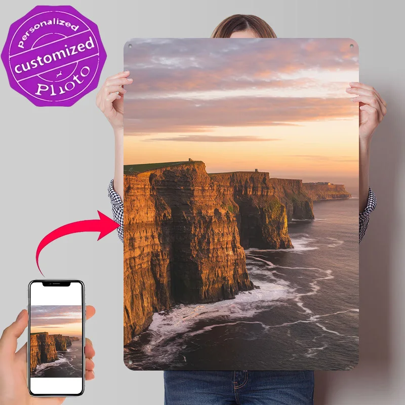 Cliffs of Moher At Sunset Metal Poster Perfect Gift for Fans Lovers Customized Wall Art Metal Sign for Luxury Decoration Home