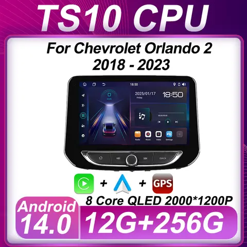 Chevrolet Orlando 2 2018 - 2023 용 Android 14 Carplay 차량용 라디오 플레이어 자동 스크린 스테레오 헤드 유닛 미러 링크 자동차 Wifi
