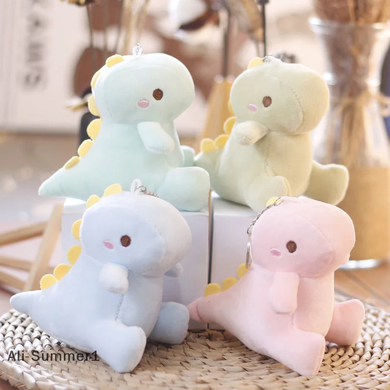 【E】1Pc 12cm Big Tail Dinosaur Plush Doll Car Key Chain Bag Pendant Cute Doll Couple Backpack Pendant Key Chain
