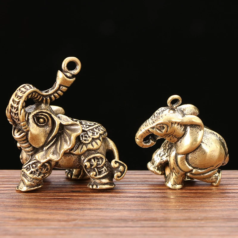 Tembaga Menguntungkan Gajah Gantungan Kunci Liontin Antik Kuningan Logam Hewan Gantungan Kunci Ornamen Gantungan Kunci Liontin Gantungan Kunci Perhiasan