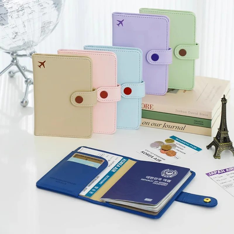 PU passport holder, ticket protector, anti-theft brush, study abroad certificate card bag, portable clasp wallet