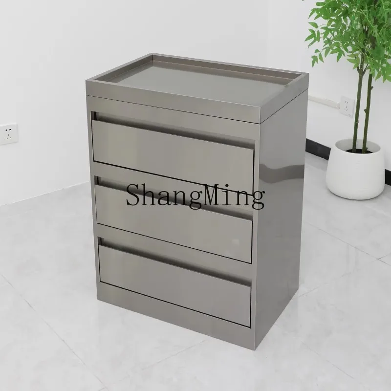 DHY Barber Shop Tool Cabinet Hair Salon Special Haircut Cabinet Shelf Stainless Steel Mirror Counter