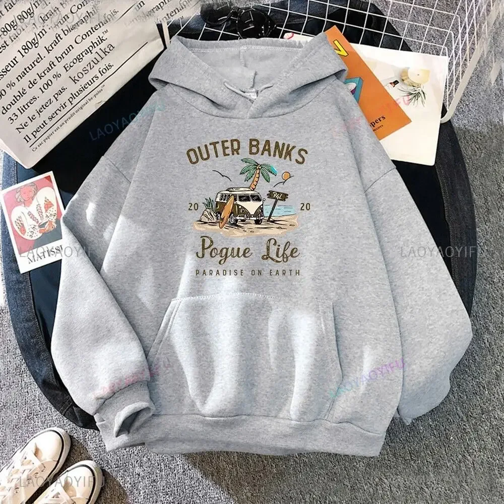 Outer Banks Paradise on Earth Hoodies TV-show Streetwear Pullover Pogue Life Essentials Hoodie for Outdoor Enthusiasts