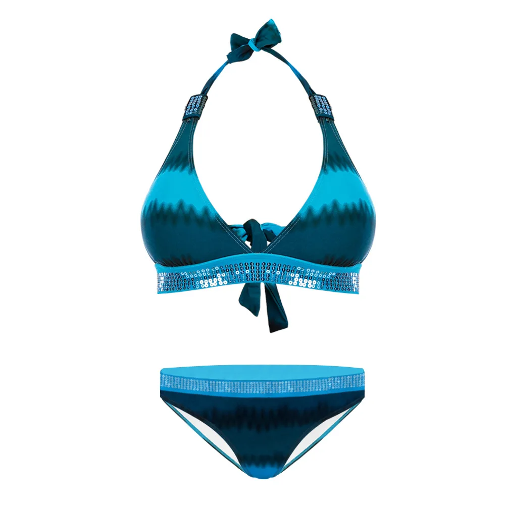 Conjunto de Bikini con cordones para mujer, traje de baño Sexy de dos piezas, Tankini Trikini, color azul, talla grande 3XL, 2024