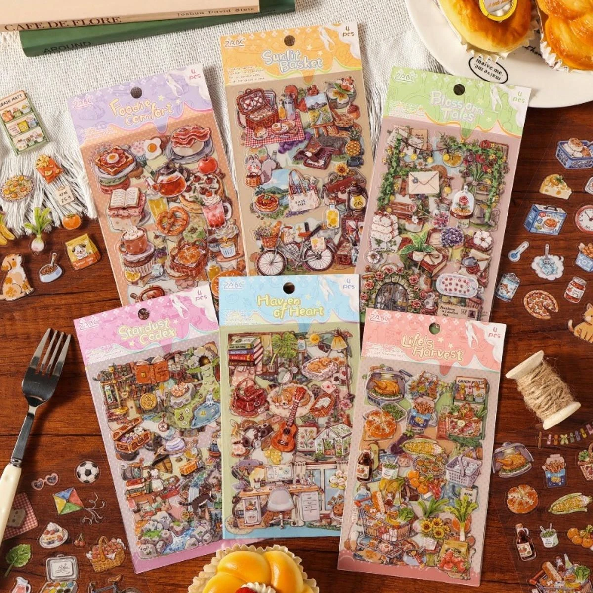 4 Stück Happiness Guide Series Haustier-Aufkleber, wasserfest, Retro-Aquarell-Stil, ideal für Scrapbooking, Journaling, Geschenkverpackung