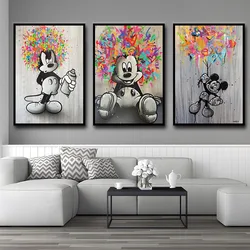 MINISO Disney klasik Anime Mickey Mouse duvar sanat posterleri baskılar Modern karikatür ev oturma odası dekorasyon tuval boyama hediye