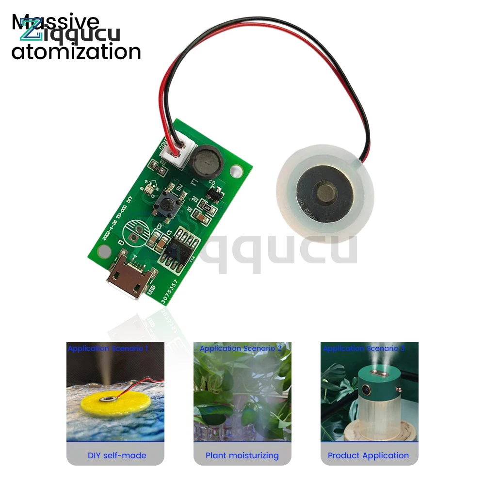 Ultrasonic Atomização Maker 20mm 113KHz Névoa Atomizador DIY Umidificador com PCB DC3-12V Mini USB Módulo Umidificador