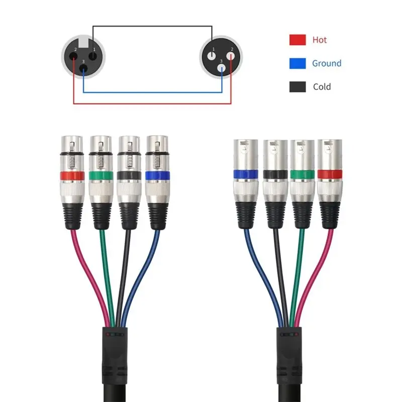 Y45A-For Live, Recording, Studio 4 Channel XLR Male To Female Snake Cables Microphone Patch Cable 3 Pin XLR Speaker Cable