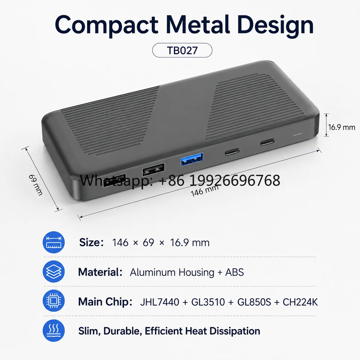 Thunderbolt 4 Hub 40Gbps USB4 Docking Station 8K 60Hz Thunderbolt 4 Ports 60W PD Powered Aluminum Type C Hub for Book