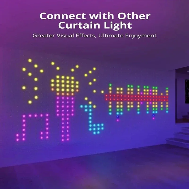 400LED RGB أضواء الستار الذكية مع الموسيقى، التحكم في التطبيق وجهاز التحكم عن بعد، أضواء حفلات LED لحفل الزفاف/عيد الحب/عيد الميلاد #6