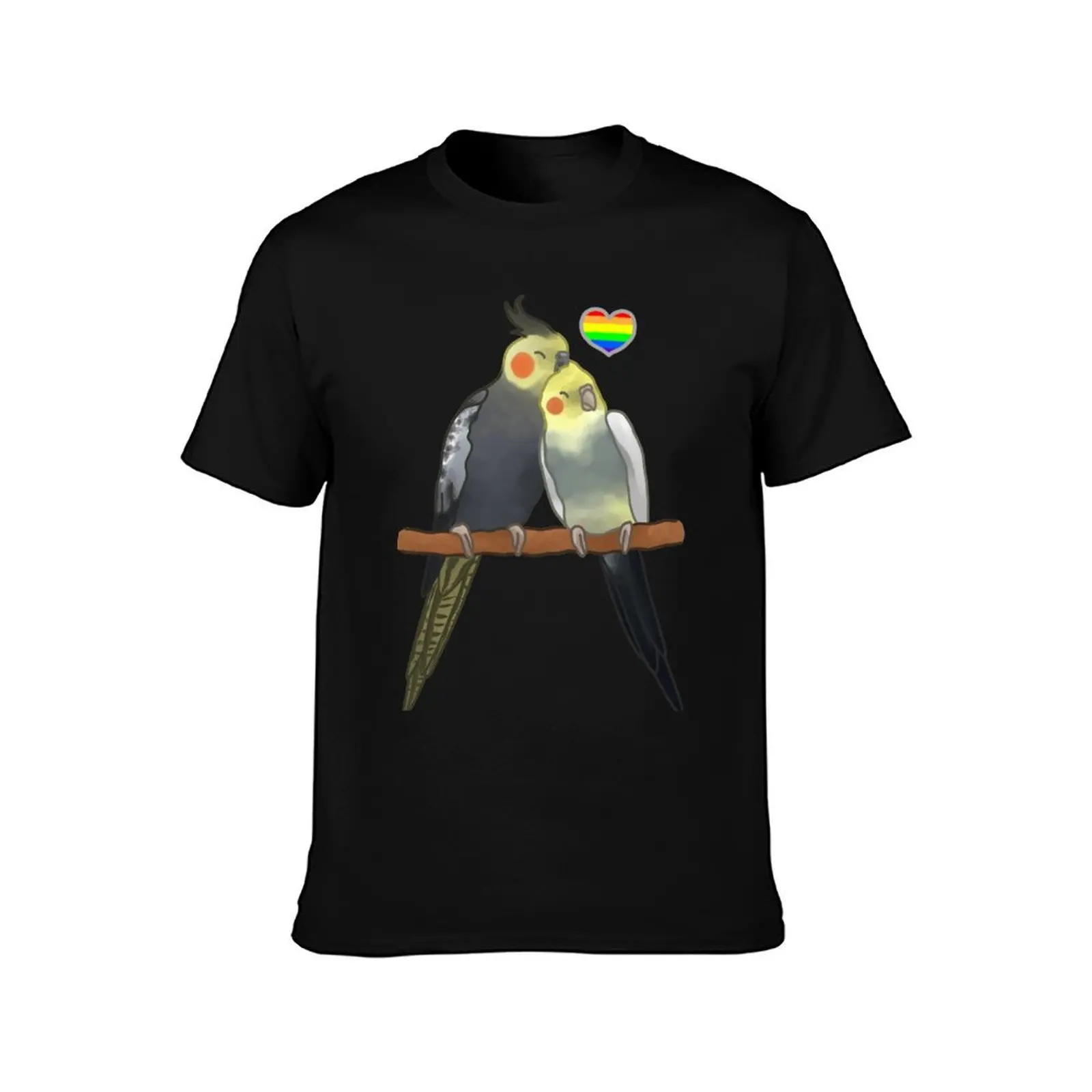 LGBT+ Rainbow Cuddling Cockatiels T-Shirt Plus Size Lightweight Tee Shirt