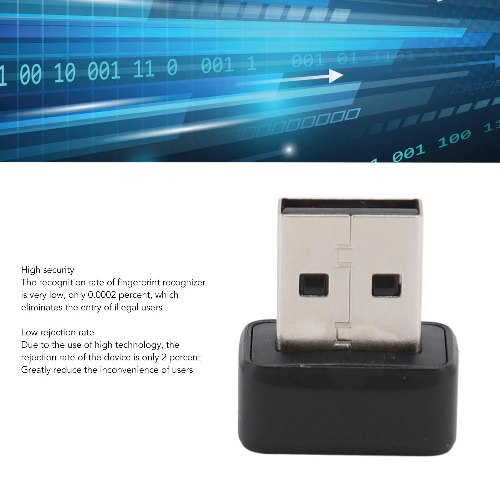 Computer Fingerprint Reader Professional Stable Performance Accurate 360 Degree Touch  USB Fingerprint Reader for Laptop