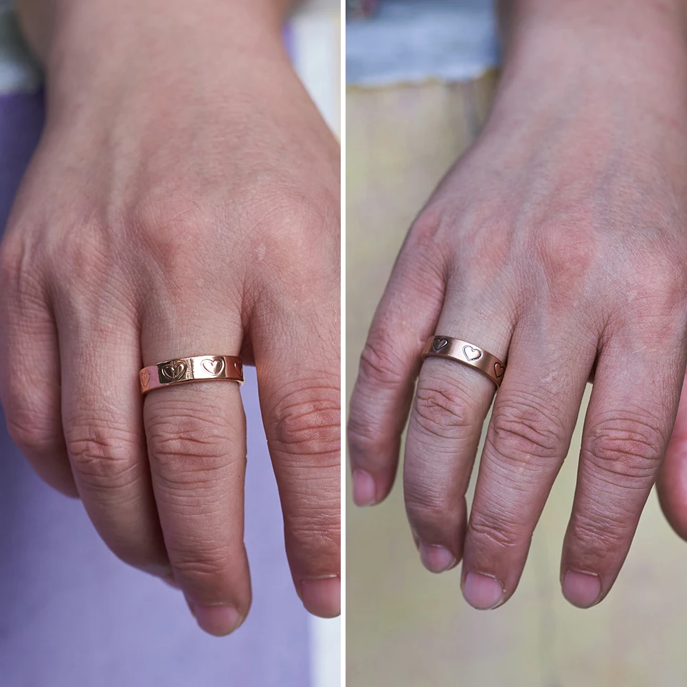 Vinterly Pure Copper Magnetic Rings 6mm Heart Shape Health Energy Cuff Finger Adjustable Jewelry High Magnet Resizable Vintage