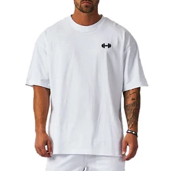 Summer Cotton Oversized Half Sleeve T Shirt Mens Gym Bodybuilding Fitness Loose Casual Lifestyle T-shirt Male Streetwear Tshirt