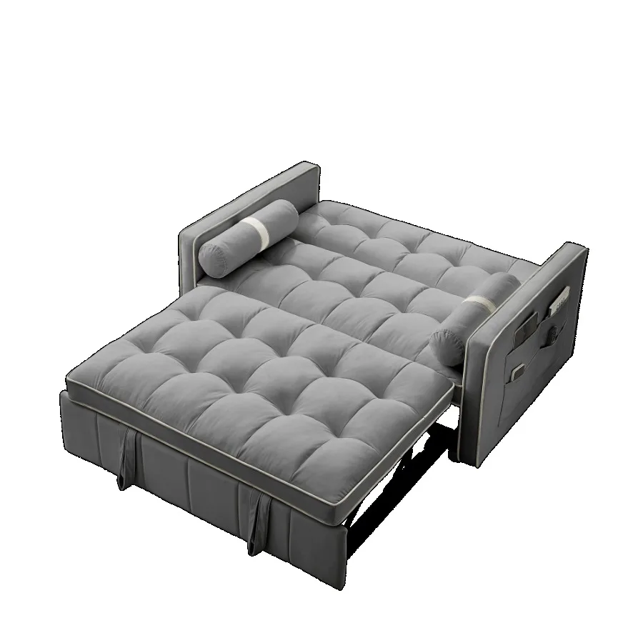 Modern 55.5" Pull Out Sleep Sofa Bed 2 Seater Loveseats Sofa Couch with side pockets Adjsutable Backrest and Lumbar Pillows for