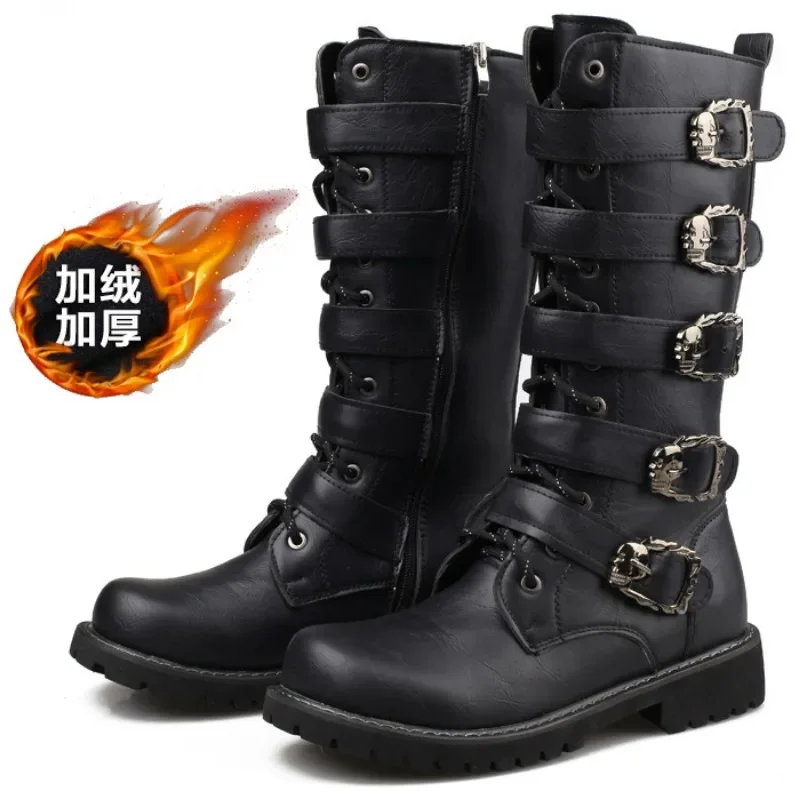 Winter Herren stiefel Mid Calf Basic Pferdes chnalle Dekoration modische Outdoor-Büro Karriere Stiefel Herren schuhe schwarz