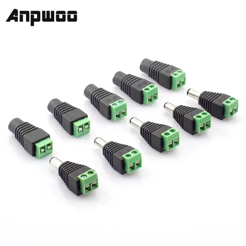 ANPWOO Coaxial Cat5 To Bnc DC Power Male jack plug DC female Connector plug adapter Av BNC UTP for CCTV Camera Video Balun