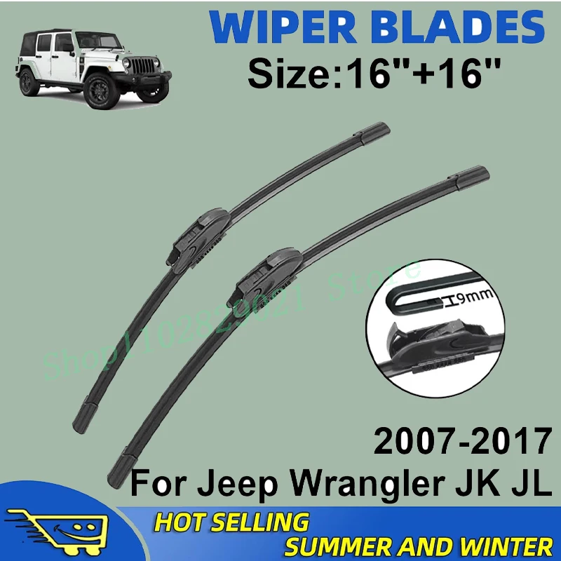 

2PCS Wiper Blades Set Kit For Jeep Wrangler JK JL 2007-2017 Front Windshield Brushes Windscreen Window Accessories