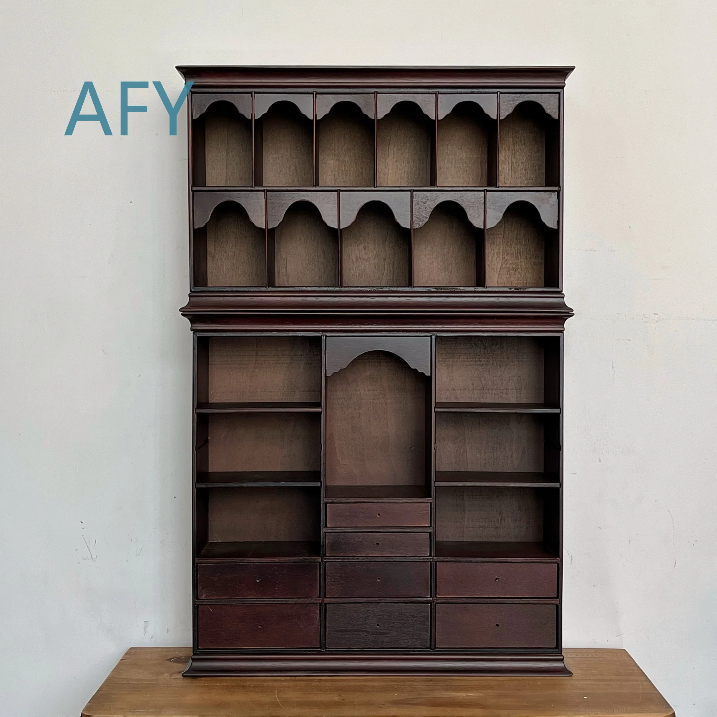 Retro Desktop Storage Display Cabinet for Home Office Living Room Bedroom Study Room Organizer Shelf Unit for Books