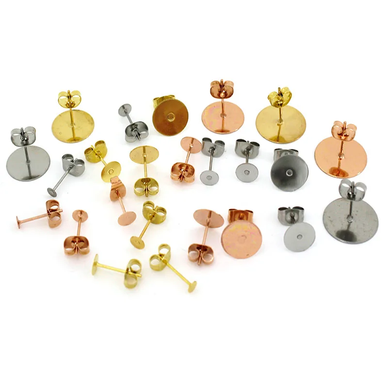 Boucles d'Oreilles Allergiques en Acier Inoxydable de 3 à 14mm, Base de Tige Vierge pour Bijoux à Faire Soi-Même, Composants de Direction, Accessoires, 50 Pièces/Lot