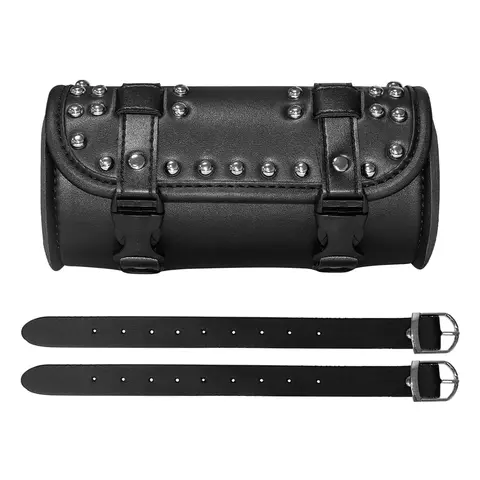 Borsa per attrezzi da crociera per moto retrò nera borsa per forcella anteriore per manubrio a forma di tubo borsa per appendere mini fibbia fuoristrada per moto più recente