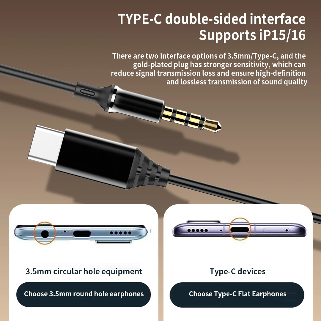 USB Type C Wired In-Ear Earphones HiFi Bass Sound Music Headphones 3.5MM With Mic Headset For Samsung iPhone Xiaomi Accessories