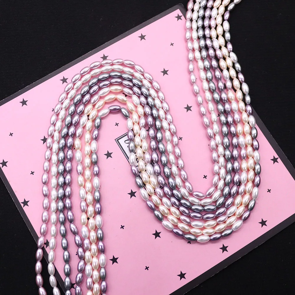 

Multi-Color Rice-Shaped Glass Imitation Pearl Straight Hole Loose Bead 3x6/4x8mm For DIY Exquisite Necklace Bracelet Accessories