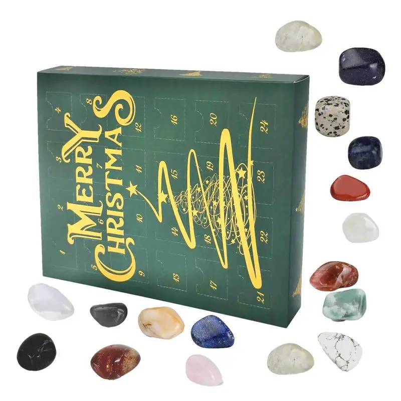 Christmas Advent Calendar 2024 Natural Crystal Agate Stone Minerals Fossils Gift Box 24 Days Of Christmas Countdown Calendar