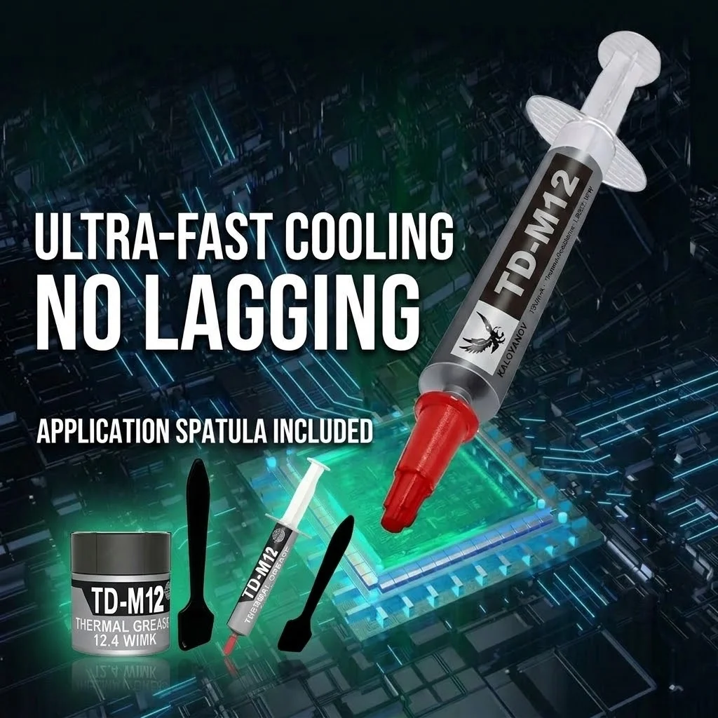 TD-M12 12.4 W/m-k Thermal Grease Compound Silicone For CPU GPU VGA IC LED HeatSink Cooling Cooler Fan with Applicator