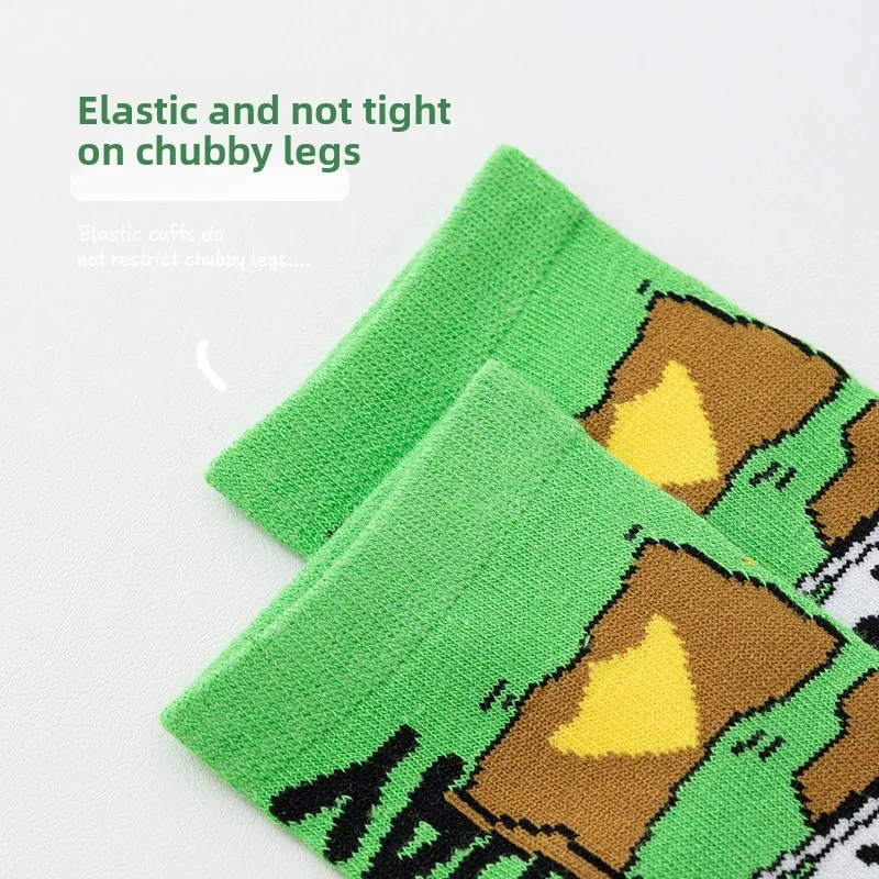 5 Paar Snoopy New Style Kindersocken Mittelhoch Frühling Sommer Cartoon Design Jungen Mädchen Baby Weiche Baumwollsocken Säuglingsgeschenke