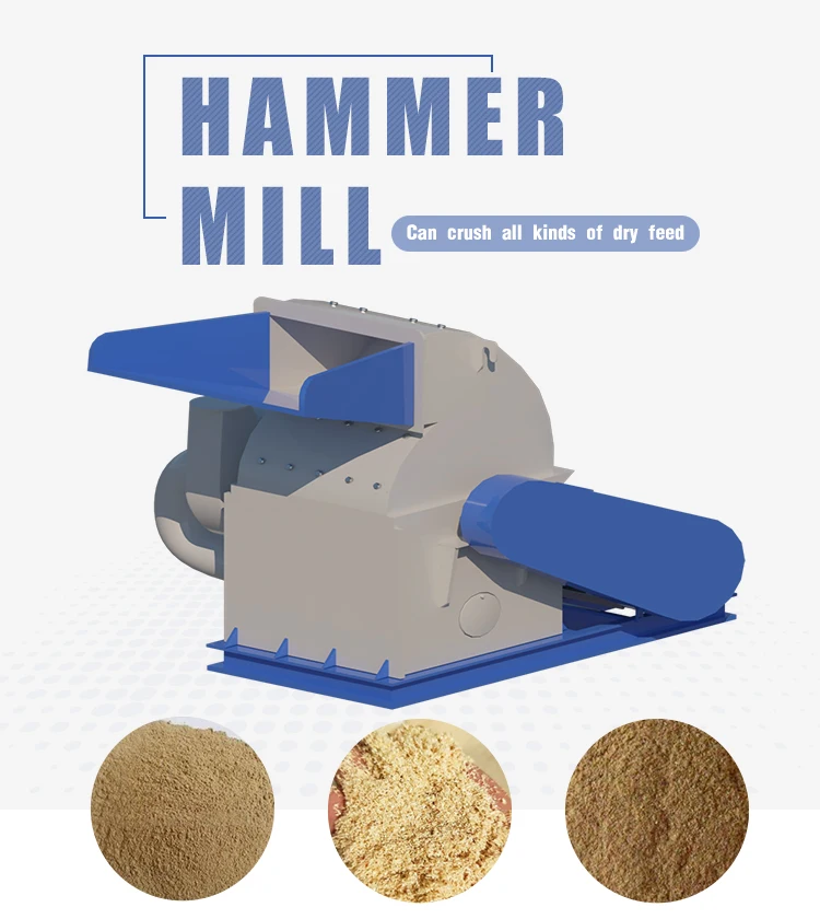 Sawdust Log Making Machine Wood Chipper Crushing Hammer Mill Wood Crusher Machine Garden Tree Leaf Branch Shredder