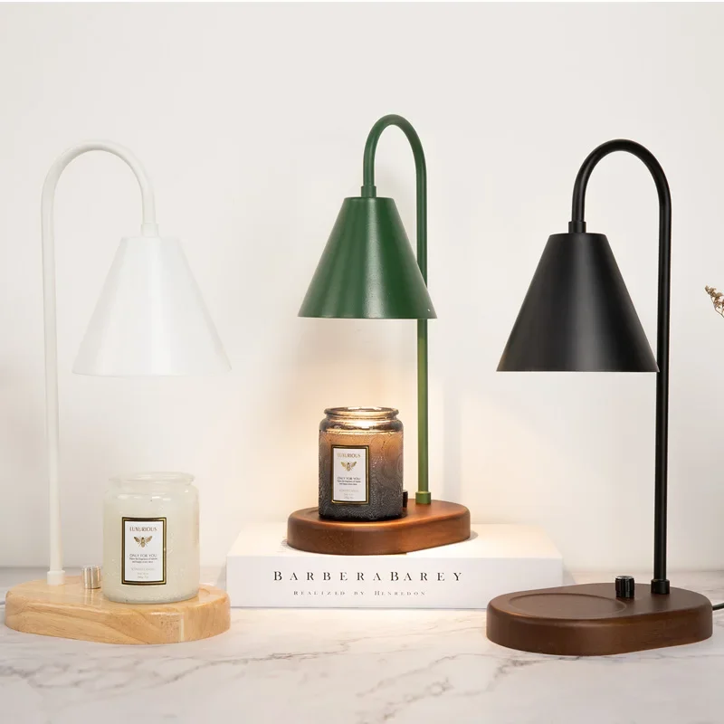 Lampe à bougie électrique romantique, réchauffeur, avertir la lumière fondante, aromathérapie créative, éclairage de base en bois, décor de parfum de chevet