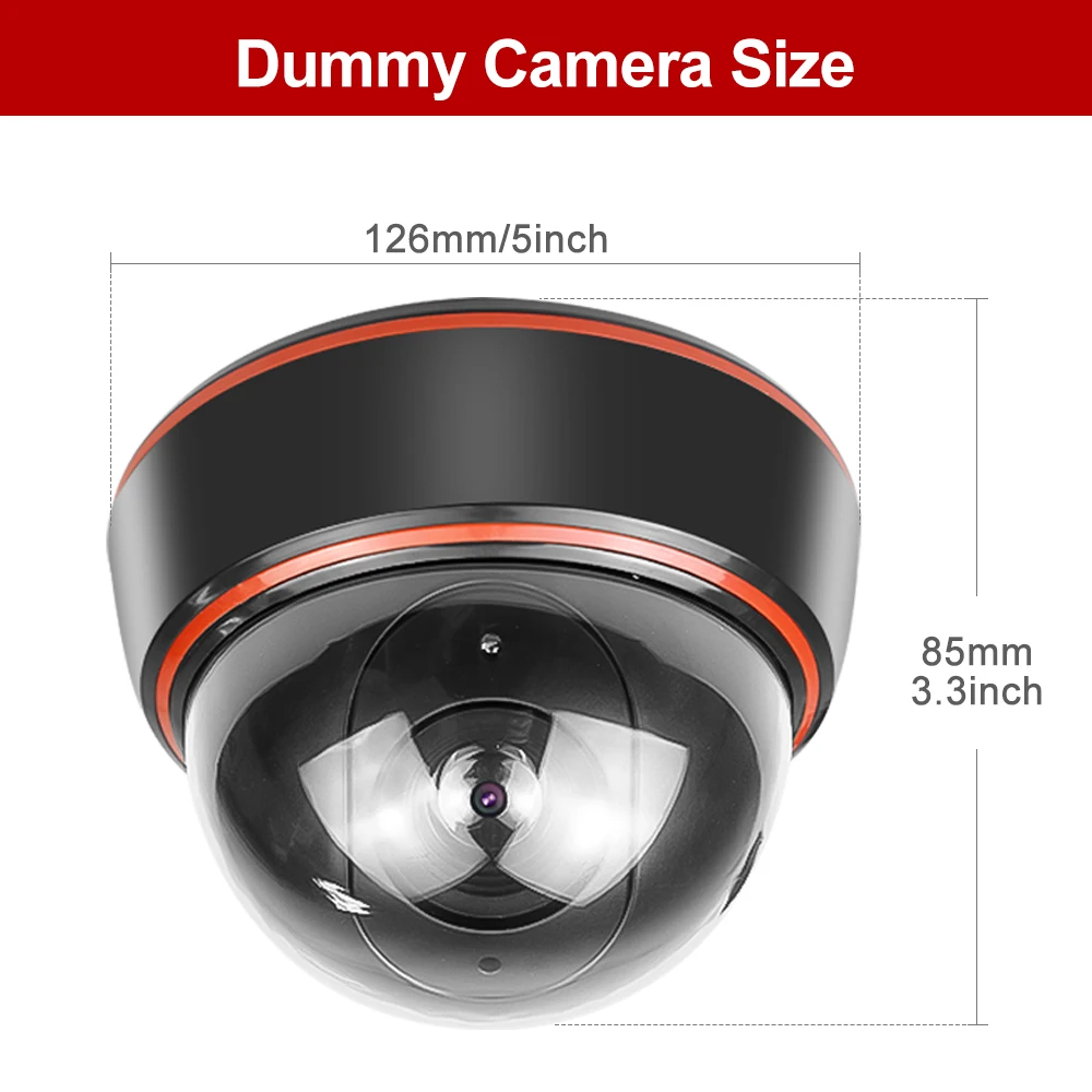 Dome Fake Camera  CCTV Surveillance Simulation Camera Family Safety Protection Flashing LED Light Virtual Intelligent Monitoring