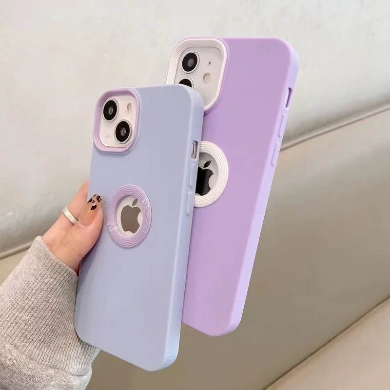 DIY יוקרה רך סיליקון לוגו חור טלפון מקרה עבור iPhone XR כמו 12,13 מנוגדים צבעים בוהקים כיסוי עבור iphone 11 כדי 13Pro